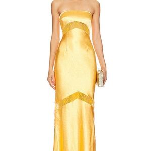 Elegant Yellow Strapless Maxi Dress